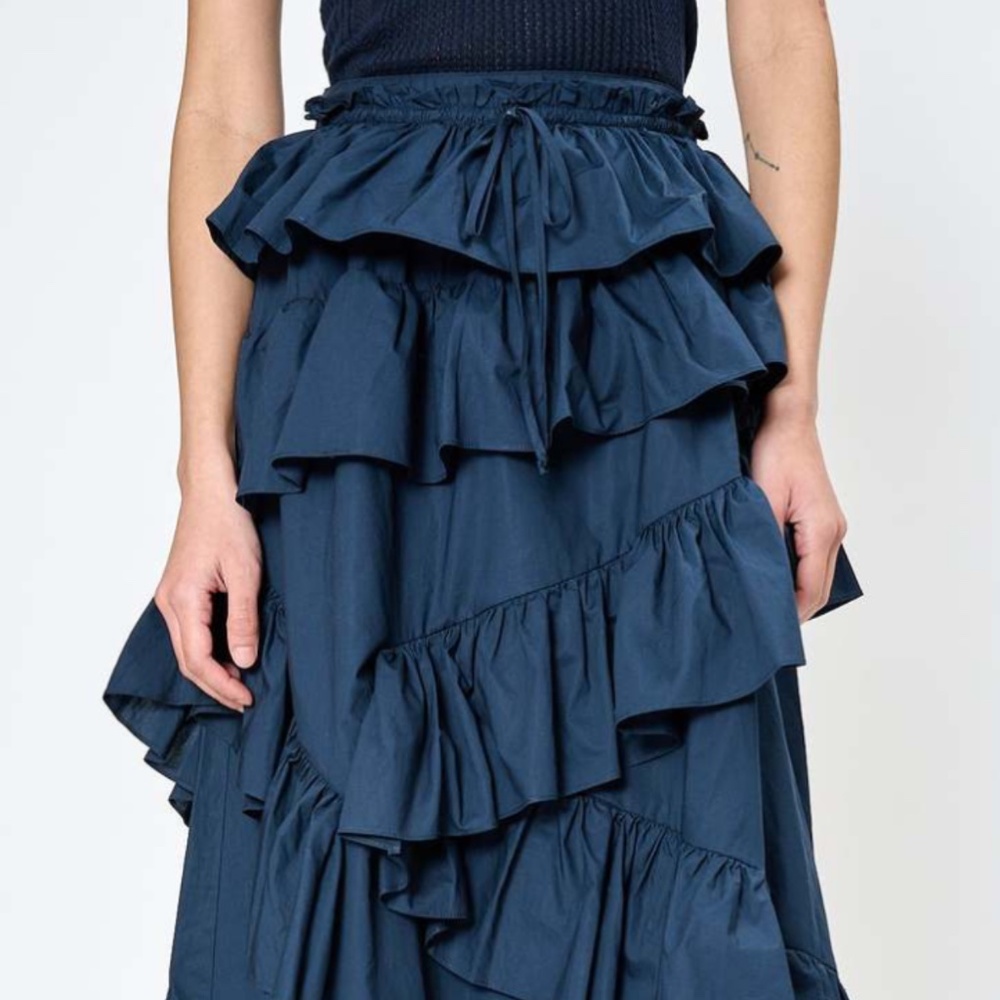 Ulla Johnson Navy Ruffled Skirt